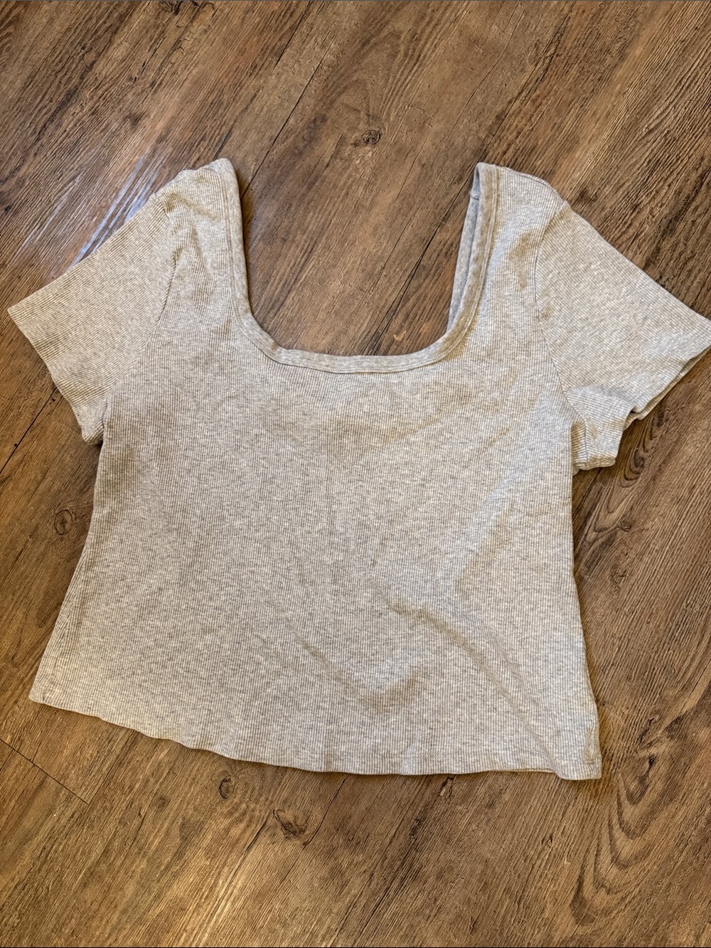 Universal Thread Heather Cream Scoop Neck Ribbed Crop Top
